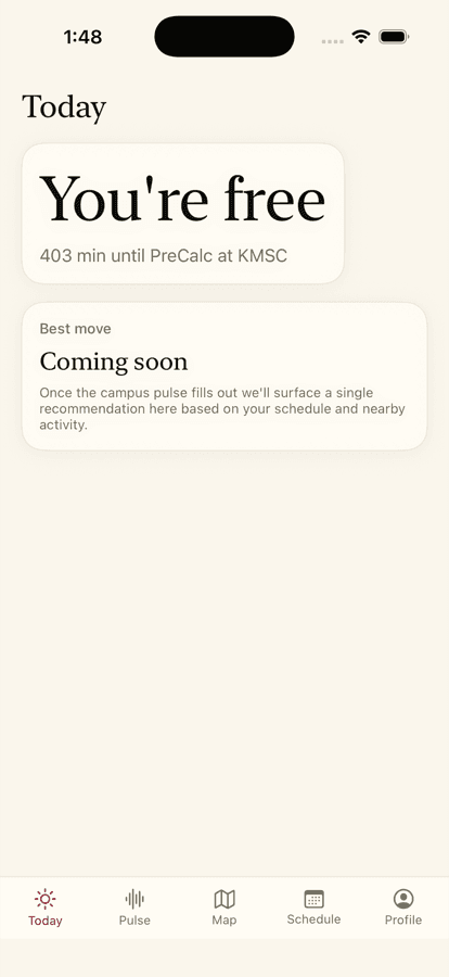 LoopVille's Today tab: schedule-aware day assistant